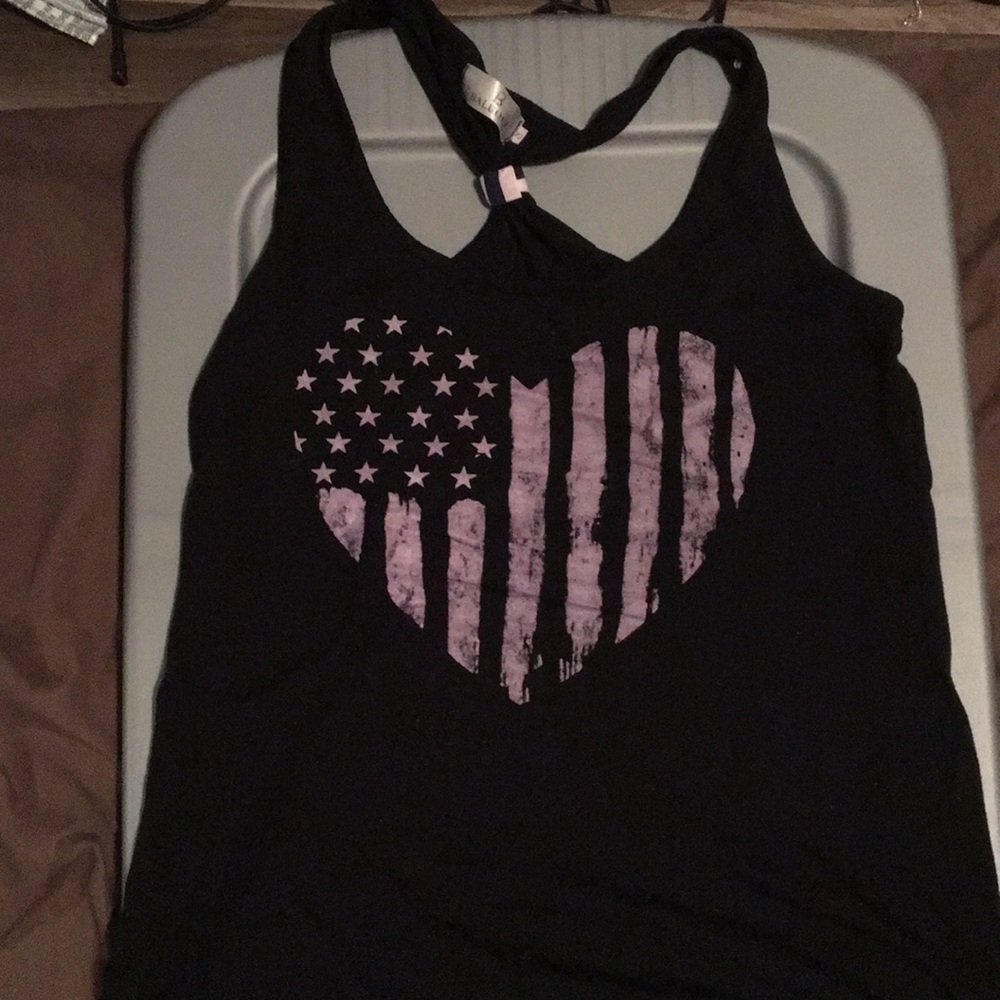 black American Flag heart racer back tank